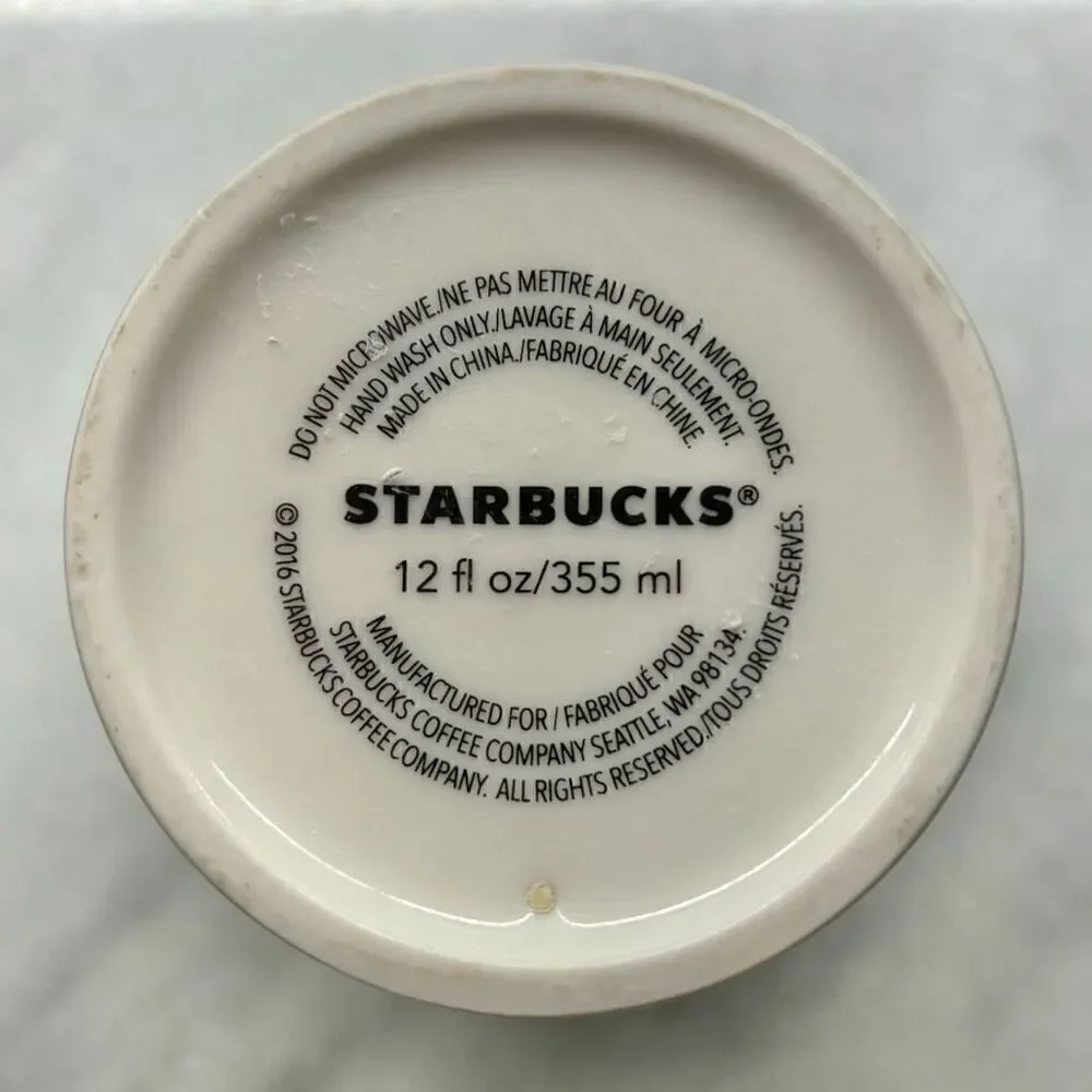 Vintage Starbucks Florida 2016 Sunset Palm Trees Ceramic Tumbler W/ Lid Multi 12
